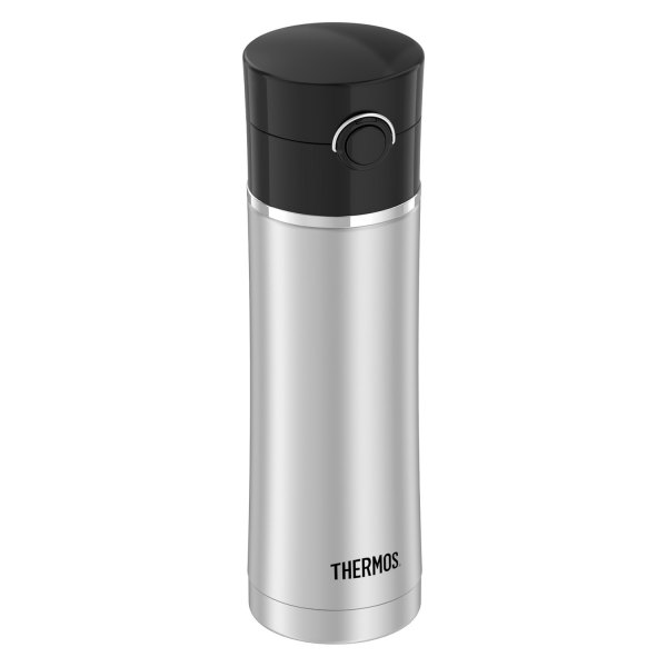 Thermos® - Sipp™ 16 fl. oz. Silver/Black Vacuum Insulated Bottle with Black Lid