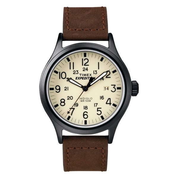 Timex® - Expedition™ Scout Black/Brown Leather Strap Watch