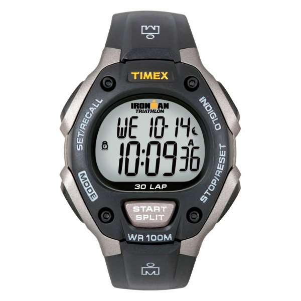 Timex® - Ironman™ Triathlon 30-Lap Octogonal Black Gray Polymer Watch with Black Polymer Band