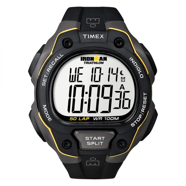 Timex® - Ironman™ Triathlon Classic 50-Lap Round Black Gray Polymer Watch with Black Polymer Band