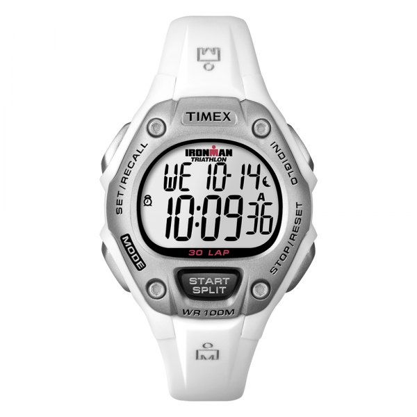 Timex® - Ironman™ Triathlon 30-Lap Octogonal Silver Polymer Watch with White Polymer Band