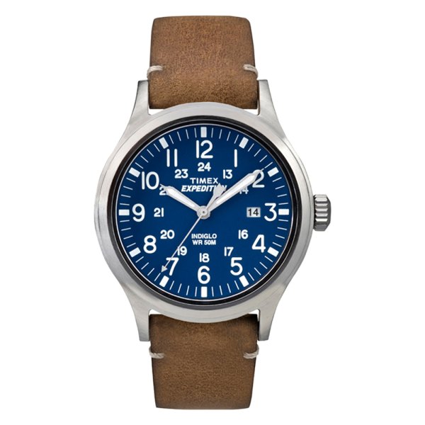 Timex® - Expedition™ Scout Silver/Tan Leather Strap Watch