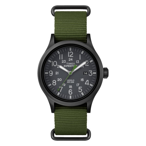 Timex® - Expedition™ Scout Black/Green Nylon Slip-Thru Strap Watch