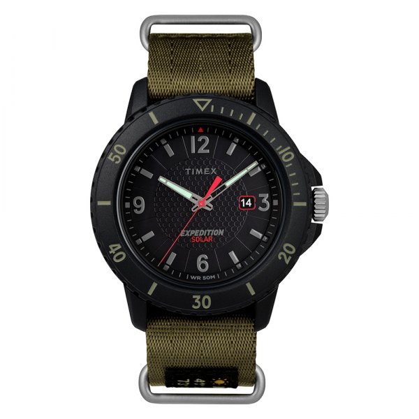 Timex® - Expedition™ Gallatin Black Dial Watch with Solar Green Nylon Strap