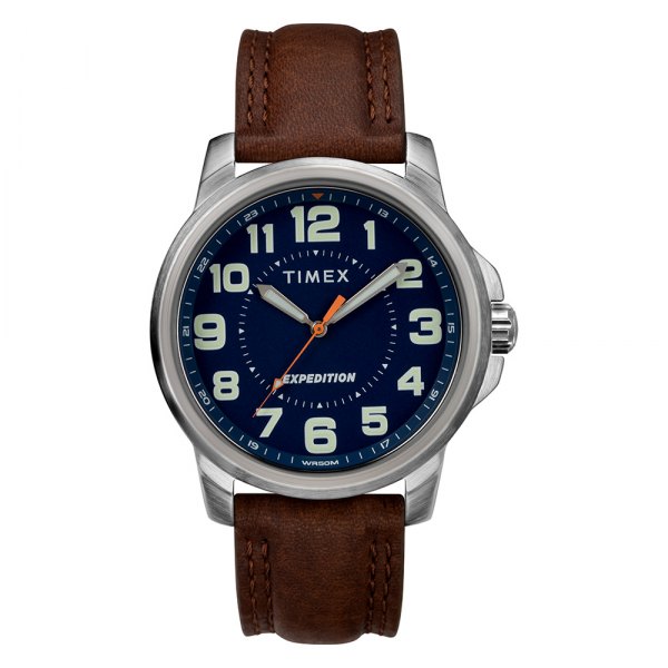 Timex® - Expedition™ Metal Field Blue Dial Watch with Brown Strap