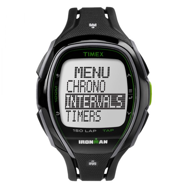 Timex® - Ironman™ Sleek 150-Lap Oval Black Unisex Polymer Watch with Black Polymer Band