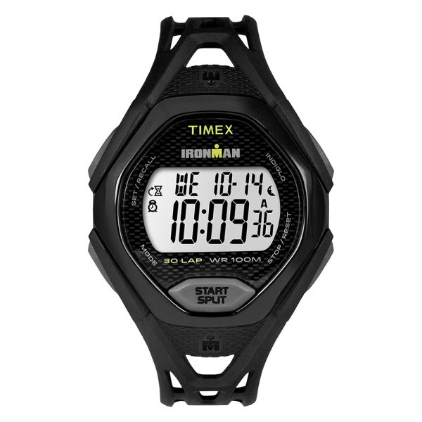 Timex® - Ironman™ Sleek 30-Lap Octogonal Black Polymer Watch with Black Polymer Band