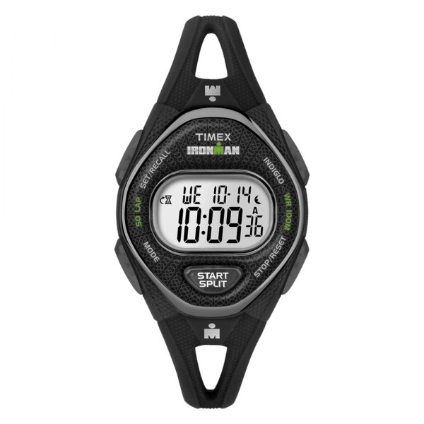 Timex® - Ironman™ Sleek 50-Lap Octogonal Black Polymer Watch with Black Silicone Band