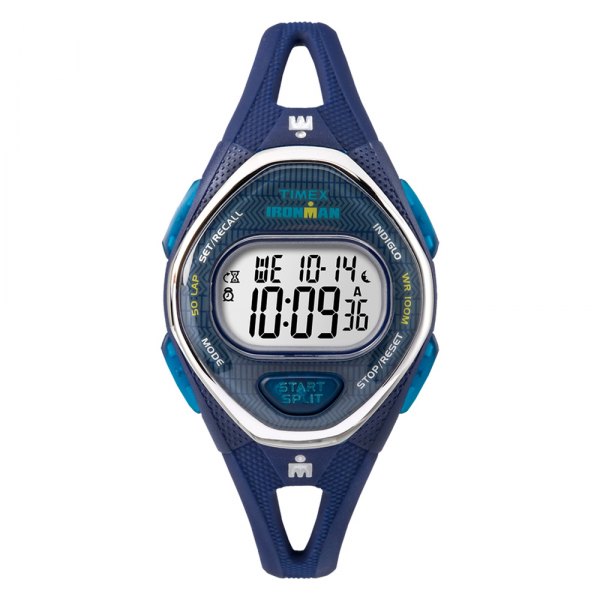 Timex® - Ironman™ Sleek 50-Lap Octogonal Navy Polymer Watch with Blue Silicone Band