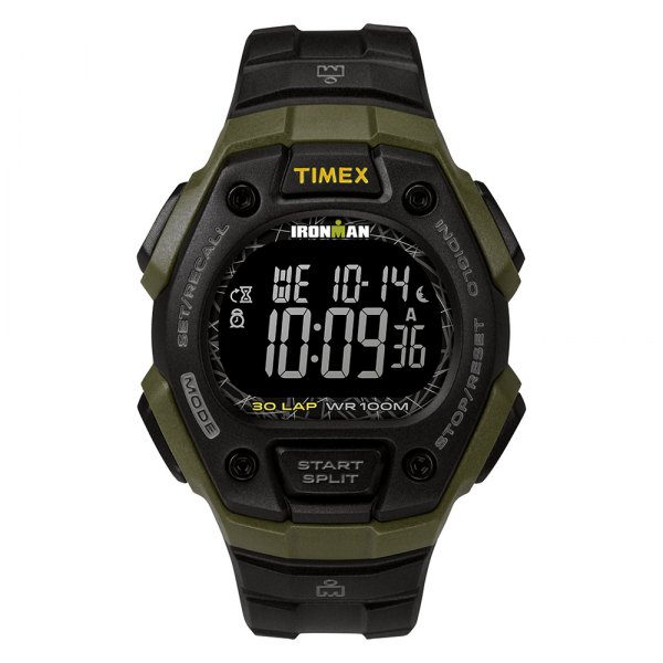 Timex® - Ironman™ Classic 30-Lap Round Green Watch with Black Resin Band