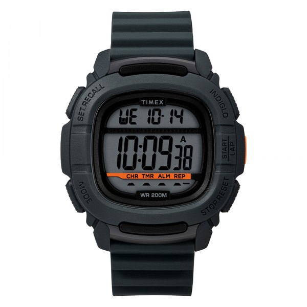 Timex® - Dgtl Boost Shock Grey/Orange Watch with Grey Silicone Quick-Release Strap