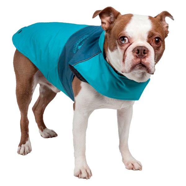 Touchdog® - Lightening-Shield Medium Turquoise Blue/Ocean Blue 2-in-1 Dual-Removable-Layered Waterproof Dog Jacket