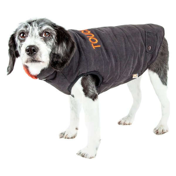 Touchdog® - Waggin Swag Large Brown/Orange Ultra-Plush Insulated and Reversible Dog Coat