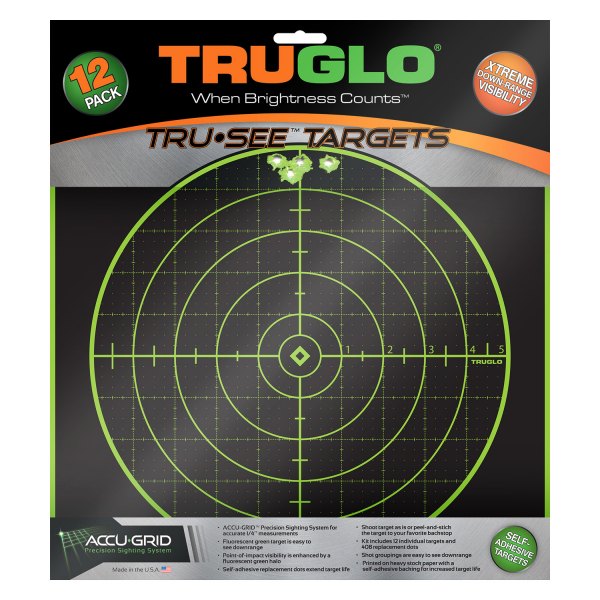 Truglo® - Tru See™ Adhesives 100 Yard Black/Green Splatter Targets, 12 Pieces