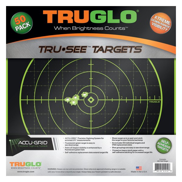 Truglo® - Tru See™ Adhesives 100 Yard Black/Green Splatter Targets, 50 Pieces