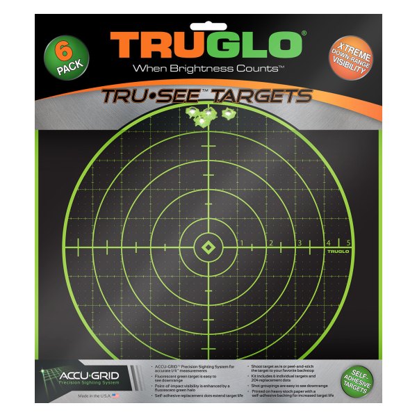 Truglo® - Tru See™ Adhesives 100 Yard Black/Green Splatter Targets, 6 Pieces