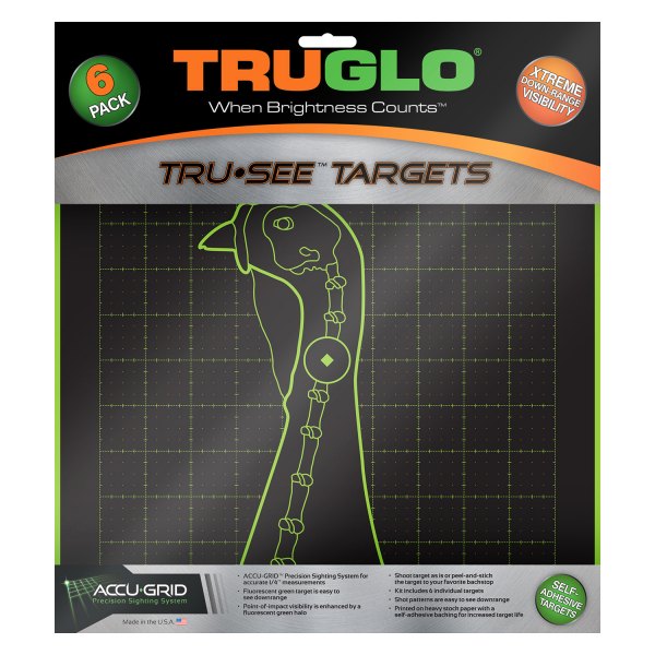 Truglo® - Tru See™ Adhesives Turkey Black/Green Splatter Targets, 6 Pieces