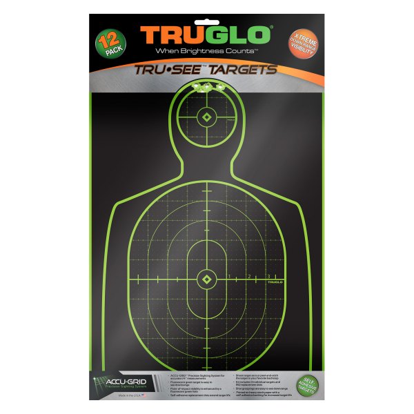 Truglo® - Tru See™ Adhesives Handgun Black/Green Splatter Targets, 12 Pieces