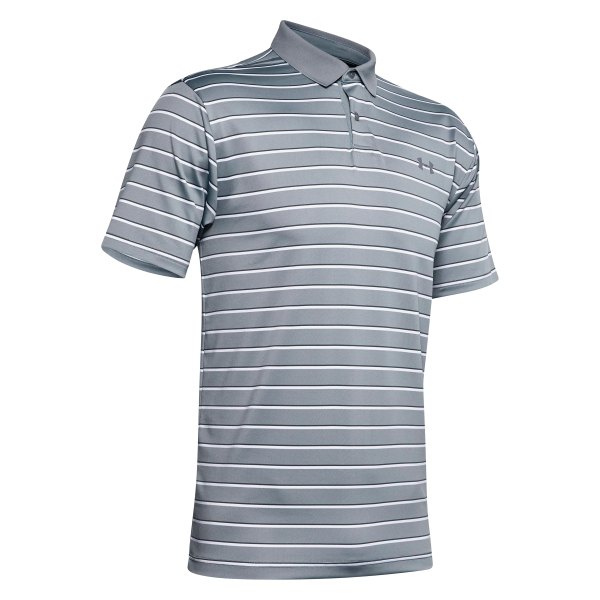 Under Armour® - Men's Performance 2.0 Divot Stripe Large Steel/Pitch Gray Polo Shirt