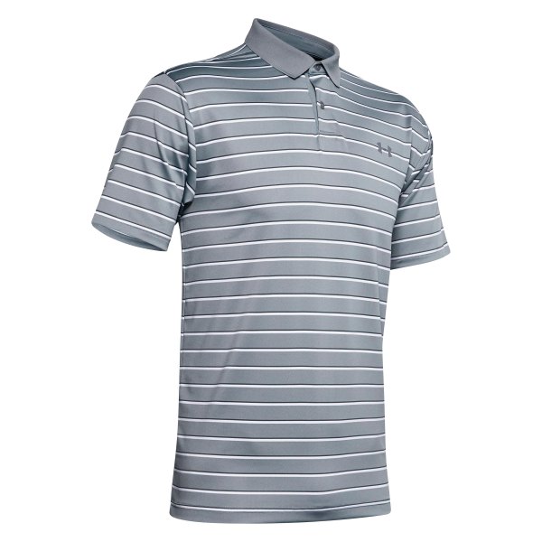 Under Armour® - Men's Performance 2.0 Divot Stripe Small Steel/Pitch Gray Polo Shirt