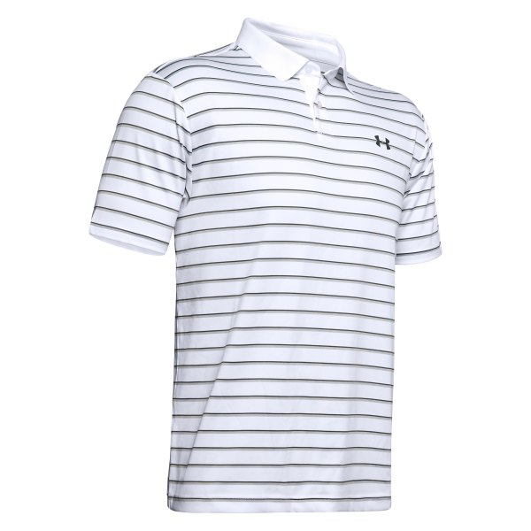 Under Armour® - Men's Performance 2.0 Divot Stripe Medium White/Mod Gray Polo Shirt