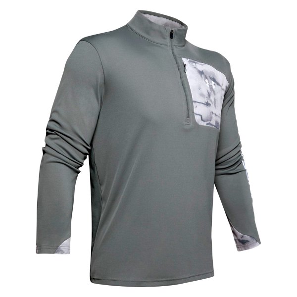 Under Armour® - Men's Iso-Chill Shore Break 1/2 Zip Medium Pitch Gray Long Sleeve T-Shirt
