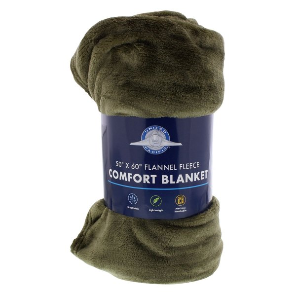 United Pacific® - Olive Green Flannel Fleece Comfort Blanket