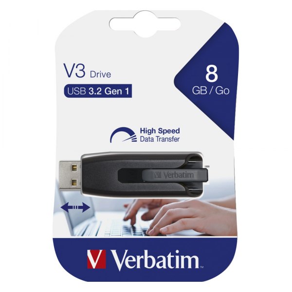 Verbatim® - Store'n'Go V3 8 GB Gray USB 3.0 Flash Drive