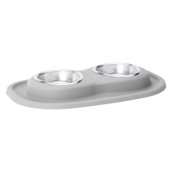 WeatherTech® - Pet Comfort™ Double 8 fl. oz. Light Gray Stainless Steel High Pet Bowl (1.5" Depth)