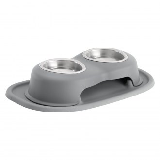 WeatherTech Double High Pet Feeding System - Elevated Dog/Cat Bowls - 3  inch High Dark Grey (DHC0803DGDG)