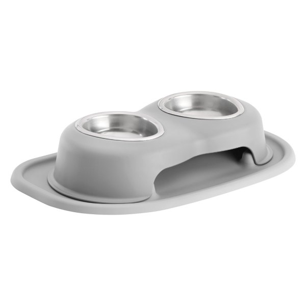 WeatherTech® - Pet Comfort™ Double 8 fl. oz. Light Gray Stainless Steel High Pet Bowl (3" Height)