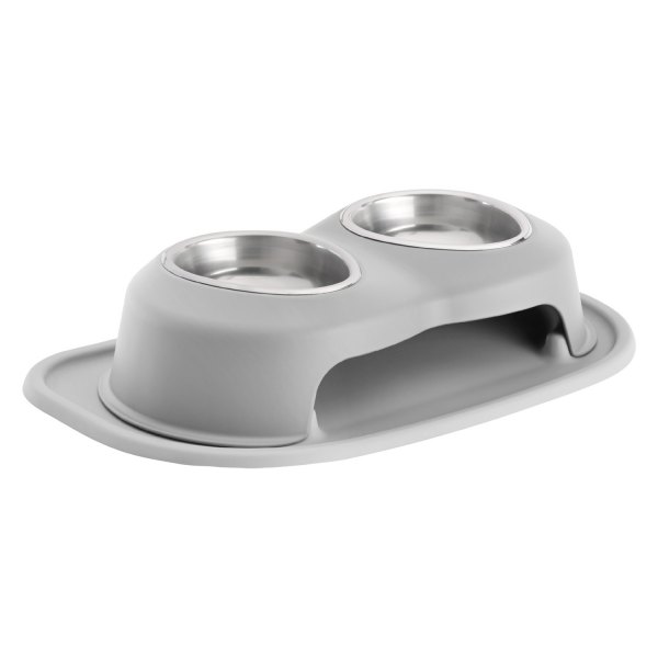 WeatherTech® - Pet Comfort™ Double 16 fl. oz. Light Gray Stainless Steel High Pet Bowl (4" Height)