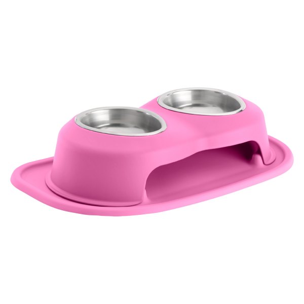 WeatherTech® - Pet Comfort™ Double 16 fl. oz. Pink Stainless Steel High Pet Bowl (4" Height)