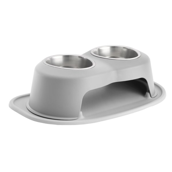 WeatherTech® - Pet Comfort™ Double 32 fl. oz. Light Gray Stainless Steel High Pet Bowl (6" Height)