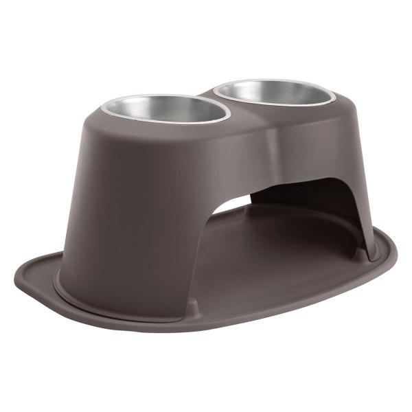 WeatherTech® - Pet Comfort™ Double 64 fl. oz. Dark Brown Stainless Steel High Pet Bowl (10" Height)