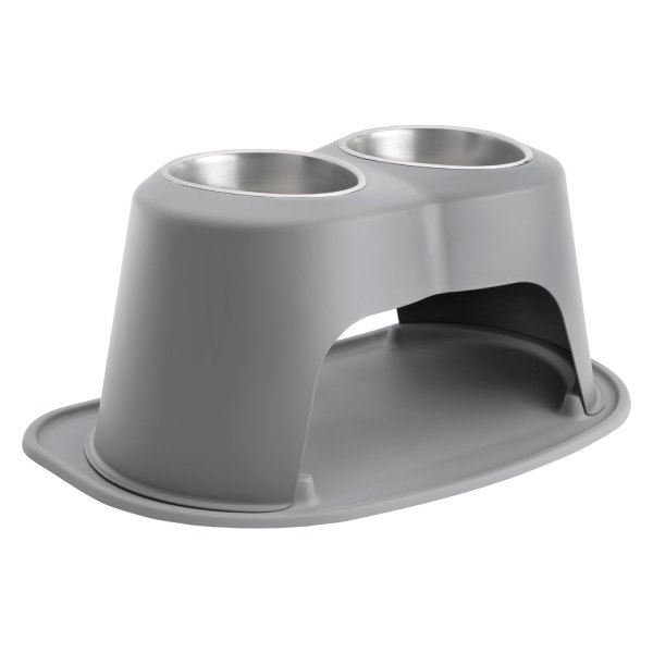 WeatherTech® - Pet Comfort™ Double 64 fl. oz. Dark Gray Stainless Steel High Pet Bowl (10" Height)