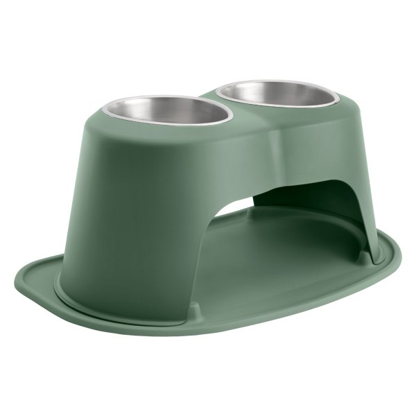 WeatherTech® - Pet Comfort™ Double 64 fl. oz. Hunter Green Stainless Steel High Pet Bowl (10" Height)