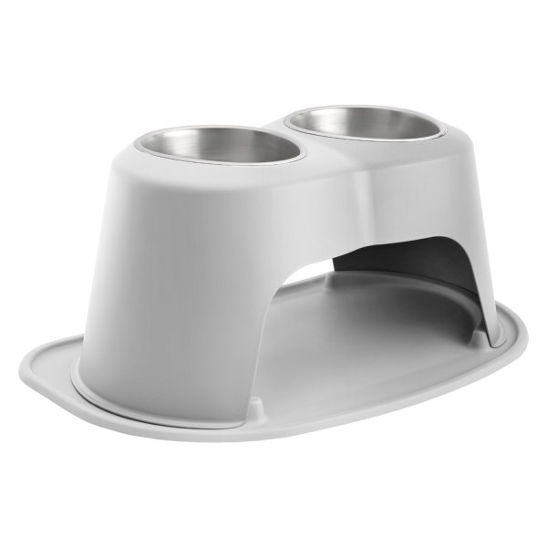 WeatherTech® - Pet Comfort™ Double 64 fl. oz. Light Gray Stainless Steel High Pet Bowl (10" Height)