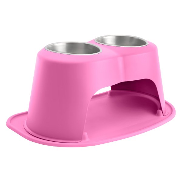 WeatherTech® - Pet Comfort™ Double 64 fl. oz. Pink Stainless Steel High Pet Bowl (10" Height)