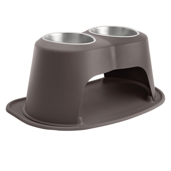 WeatherTech® - Pet Comfort™ Double 64 fl. oz. Dark Brown Stainless Steel High Pet Bowl (12" Height)