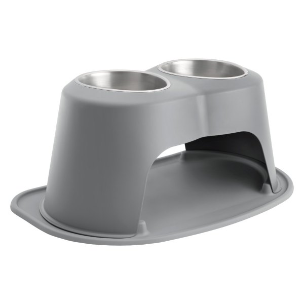 WeatherTech® - Pet Comfort™ Double 64 fl. oz. Dark Gray Stainless Steel High Pet Bowl (12" Height)