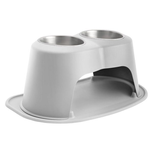 WeatherTech® - Pet Comfort™ Double 64 fl. oz. Light Gray Stainless Steel High Pet Bowl (12" Height)