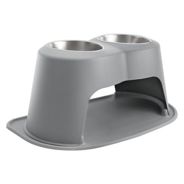 WeatherTech® - Pet Comfort™ Double 96 fl. oz. Dark Gray Stainless Steel High Pet Bowl (14" Height)