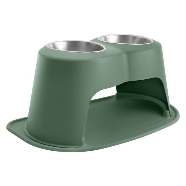 WeatherTech® - Pet Comfort™ Double 96 fl. oz. Hunter Green Stainless Steel High Pet Bowl (14" Height)