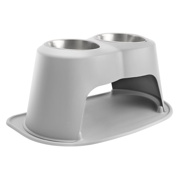 WeatherTech® - Pet Comfort™ Double 96 fl. oz. Light Gray Stainless Steel High Pet Bowl (14" Height)
