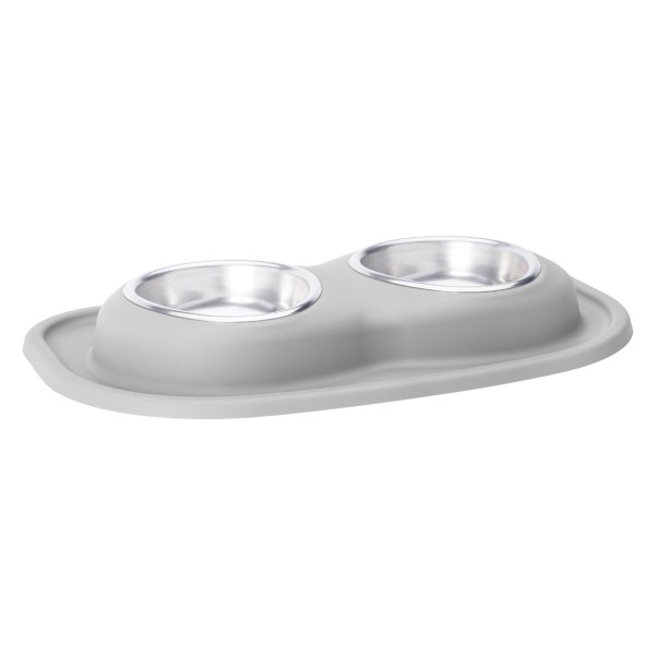 WeatherTech® - Pet Comfort™ Double 16 fl. oz. Light Gray Stainless Steel Low Pet Bowl (2" Height)