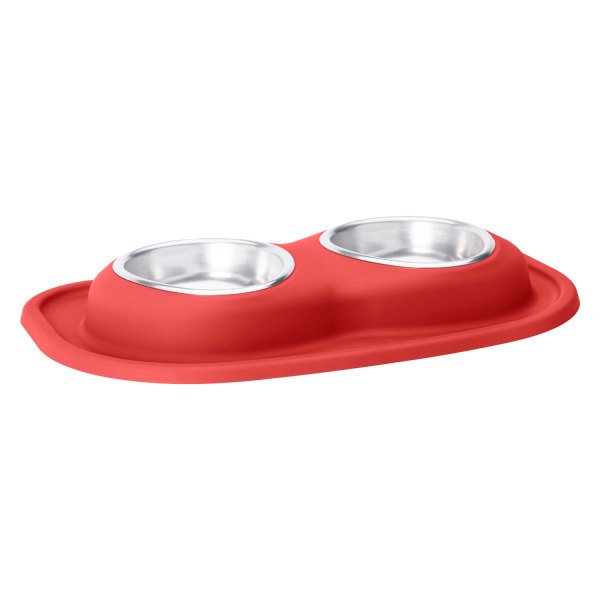 WeatherTech® - Pet Comfort™ Double 16 fl. oz. Red Stainless Steel Low Pet Bowl (2" Height)