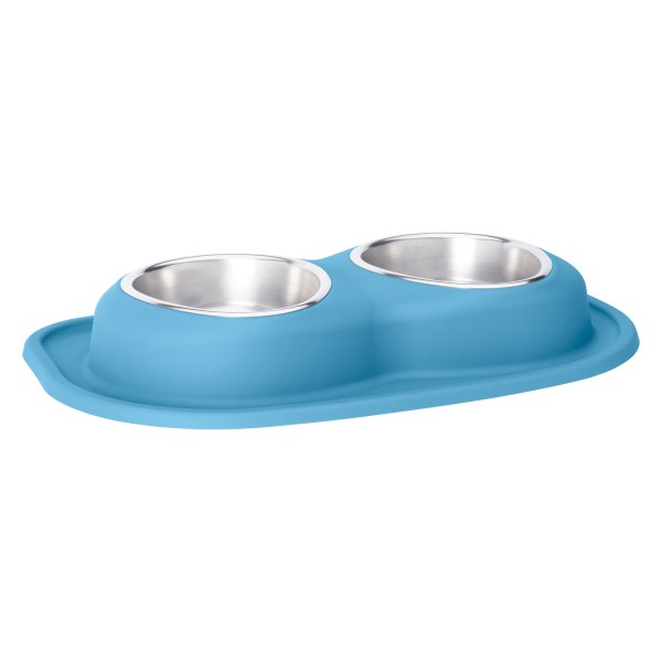WeatherTech® - Pet Comfort™ Double 32 fl. oz. Blue Stainless Steel Low Pet Bowl (2.75" Height)