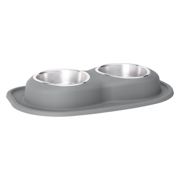 WeatherTech® - Pet Comfort™ Double 32 fl. oz. Dark Gray Stainless Steel Low Pet Bowl (2.75" Height)
