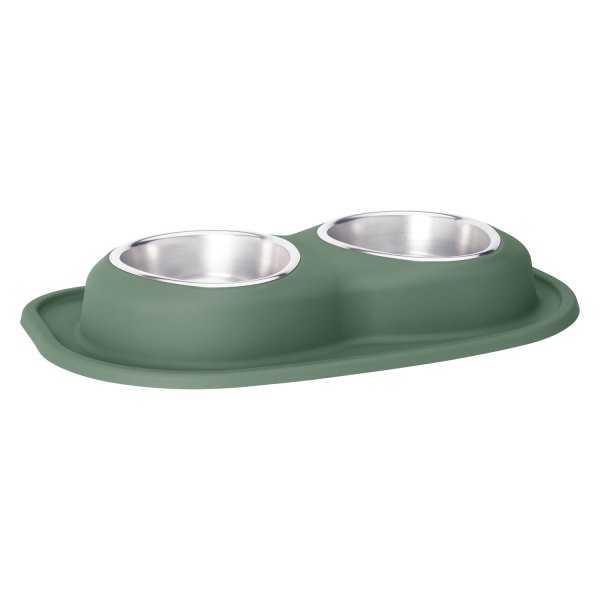 WeatherTech® - Pet Comfort™ Double 32 fl. oz. Hunter Green Stainless Steel Low Pet Bowl (2.75" Height)